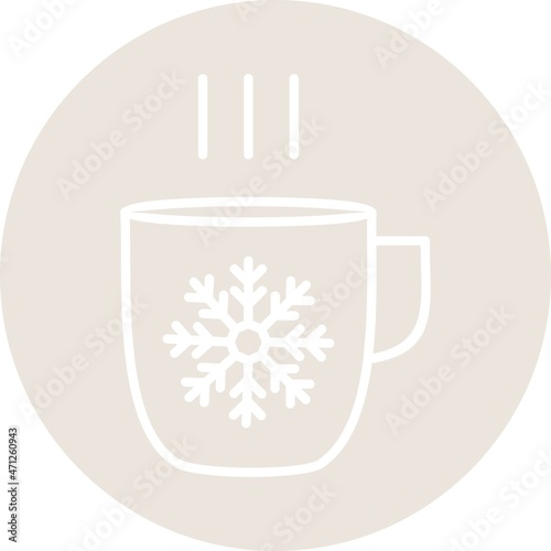 Hot Tea Line Circle Vector Icon Design