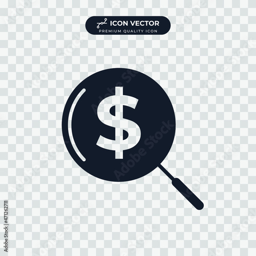 Magnifier with dolar icon symbol template for graphic and web design collection logo vector illustration