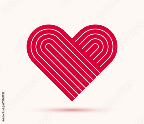 Heart geometric linear logo vector icon or logotype, graphic design modern style element, love care and charity geometrical symbol.