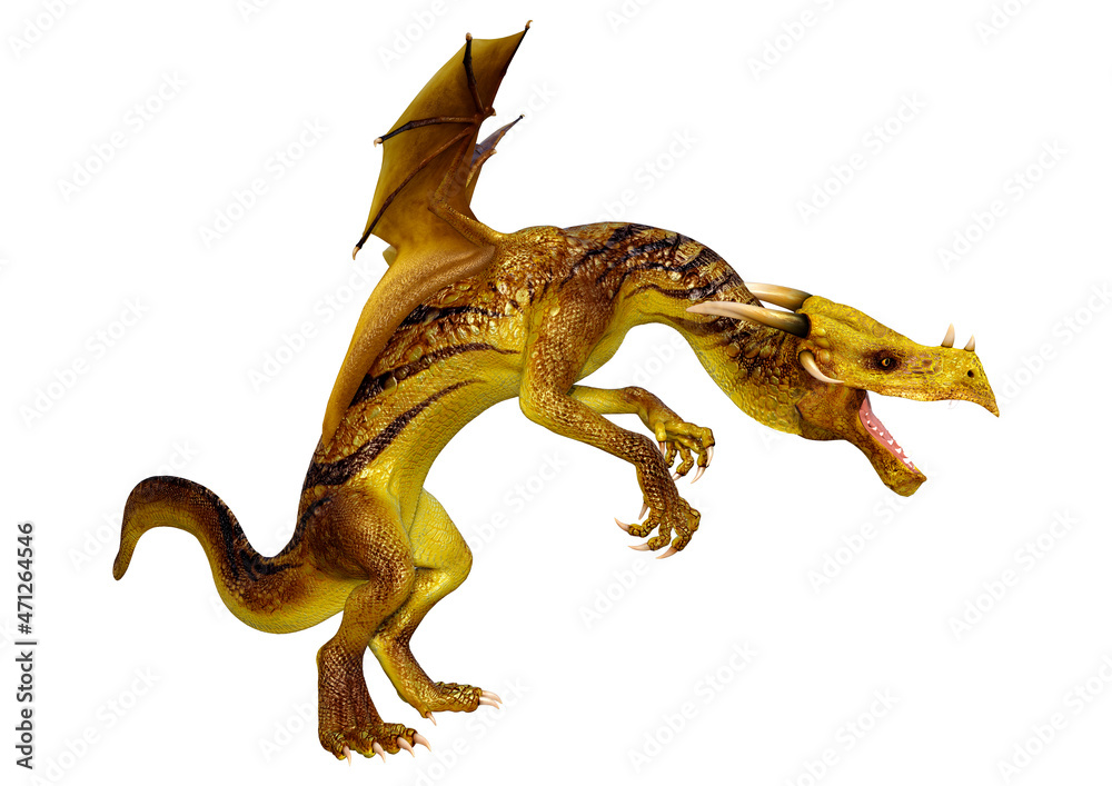 Fototapeta premium 3D Rendering Fairy Tale Dragon on White