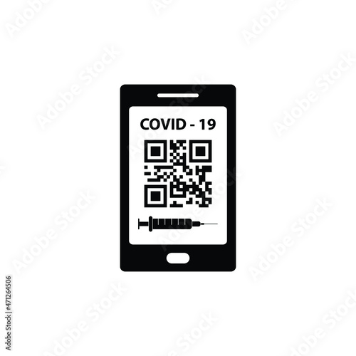 corona virus vaccination passport.   smartphone app vaccin certificate covid 19 icon vector 
