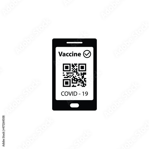 corona virus vaccination passport.   smartphone app vaccin certificate covid 19 icon vector 
