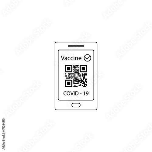 corona virus vaccination passport.   smartphone app vaccin certificate covid 19 icon vector 