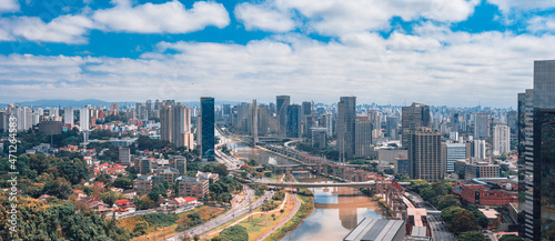 Aerial panorama view of São Paulo city skyline buildings