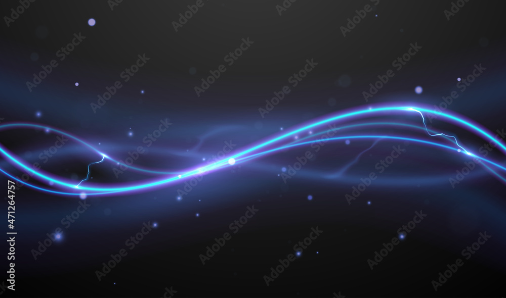Obraz premium Abstract blue light electric lines background