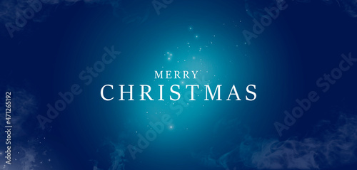 Merry Christmas. Blue background postcard for Christmas. Banner.