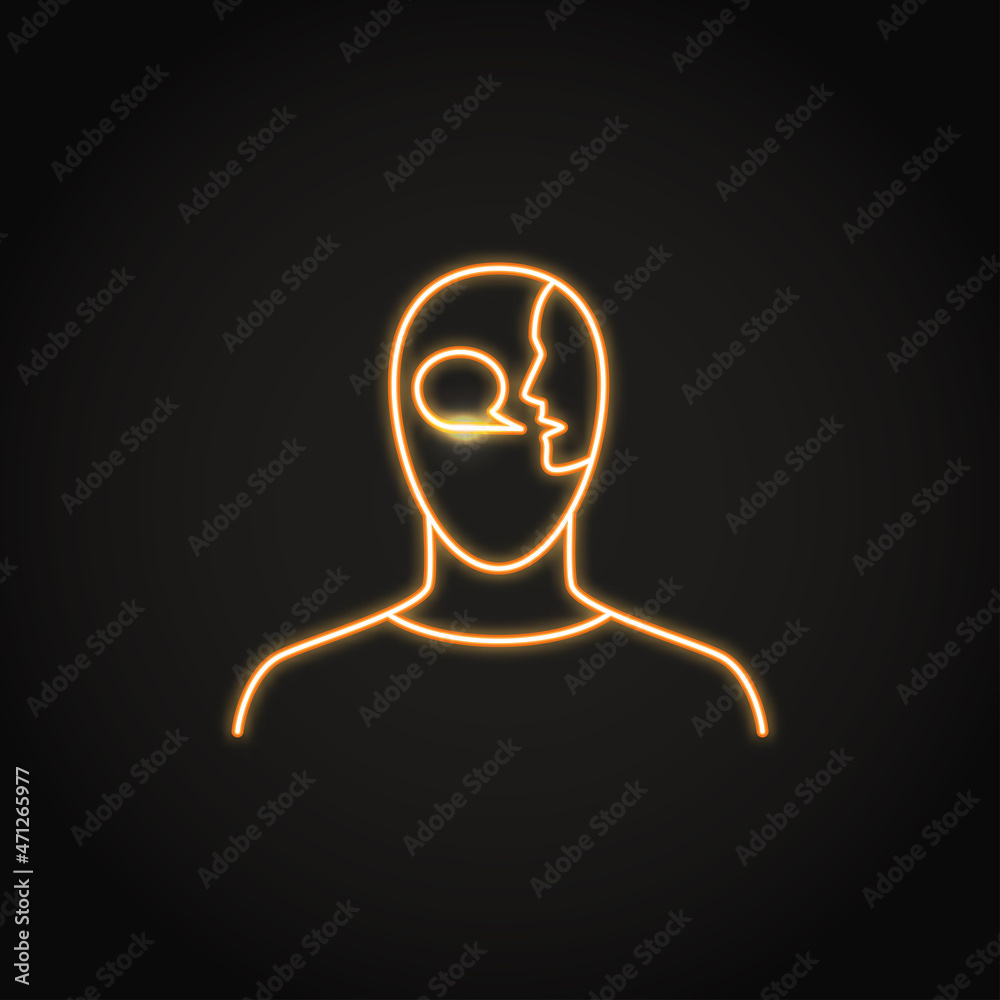 Neon schizophrenia delusions icon in line style Neon schizophrenia delusions icon in line style