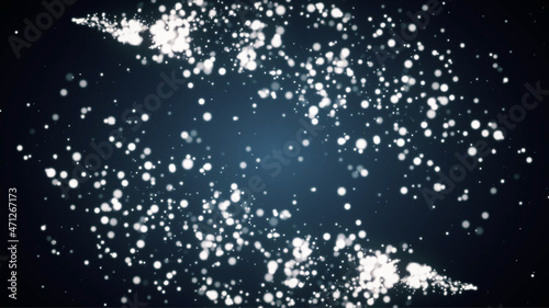 White particles on a blue background, mockup