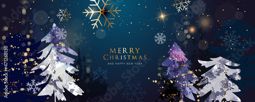 Happy Holidays,  season's greetings and new year vector template with Christmas element decoration 