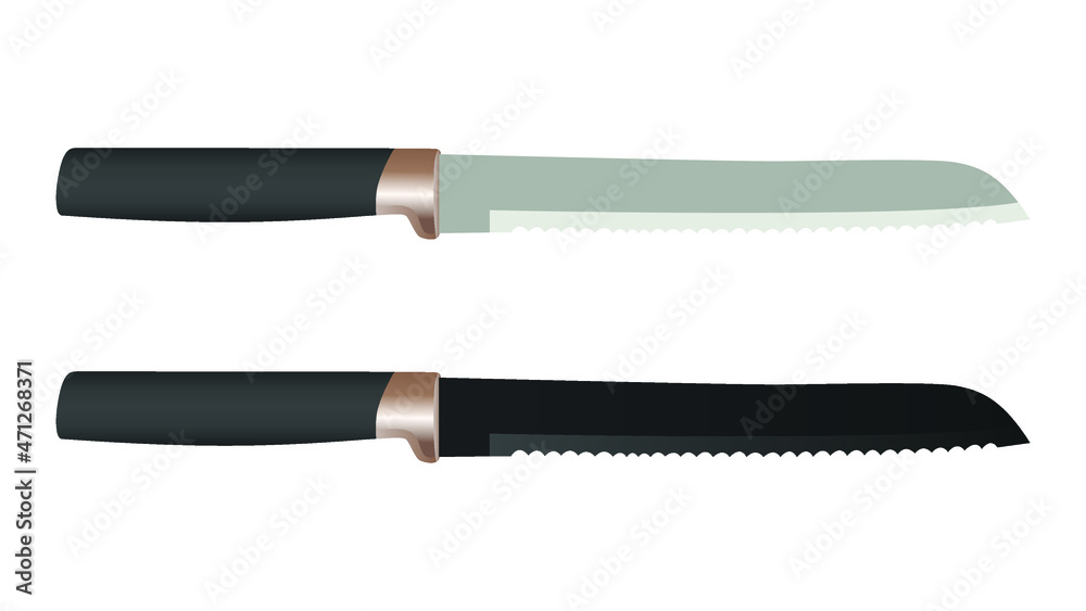 set of two realistic kitchen knives isolated on white, Vector illustration, chef knives, Cutlery icon set set of two realistic kitchen knives isolated on white, Vector illustration, chef knives, Cutlery icon set