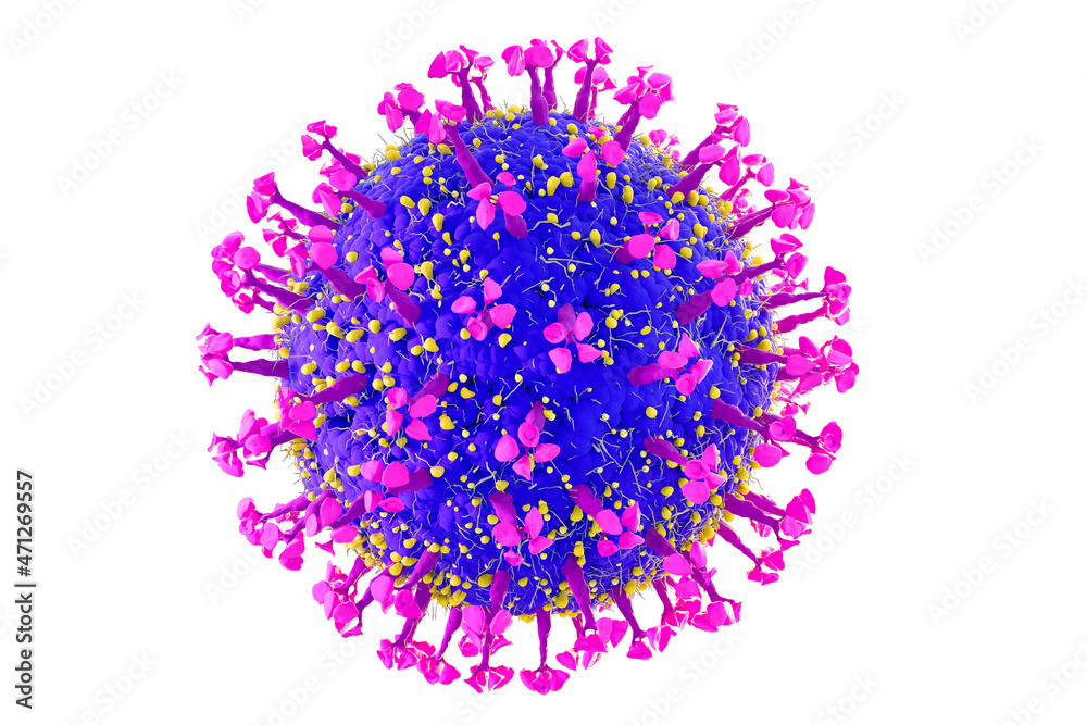 Fototapeta premium Pathogenic viruses close-up under a microscope. 3d rendering.