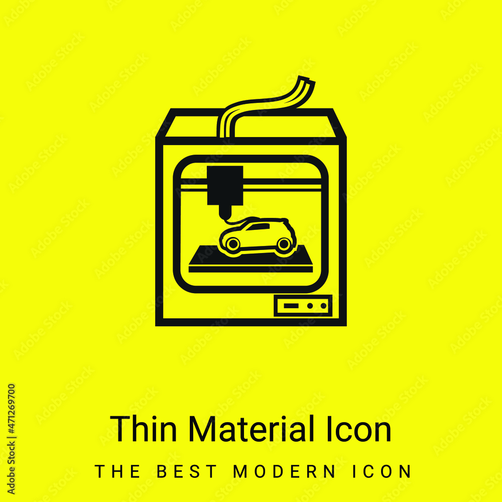 3d Printer Tool Printing A Car minimal bright yellow material icon 3d Printer Tool Printing A Car minimal bright yellow material icon