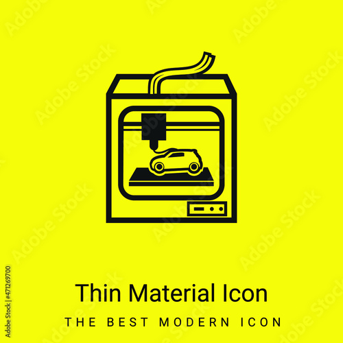 3d Printer Tool Printing A Car minimal bright yellow material icon