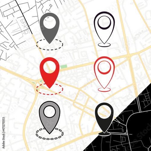 Pointers with Area Icons on Vector Map