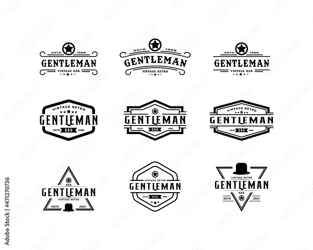 Set of Creative Classic Vintage Retro Label Badge for Gentleman Cloth Apparel Logo Design Inspiration