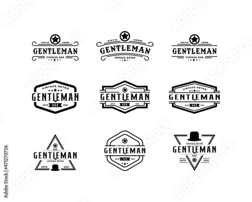 Set of Creative Classic Vintage Retro Label Badge for Gentleman Cloth Apparel Logo Design Inspiration
