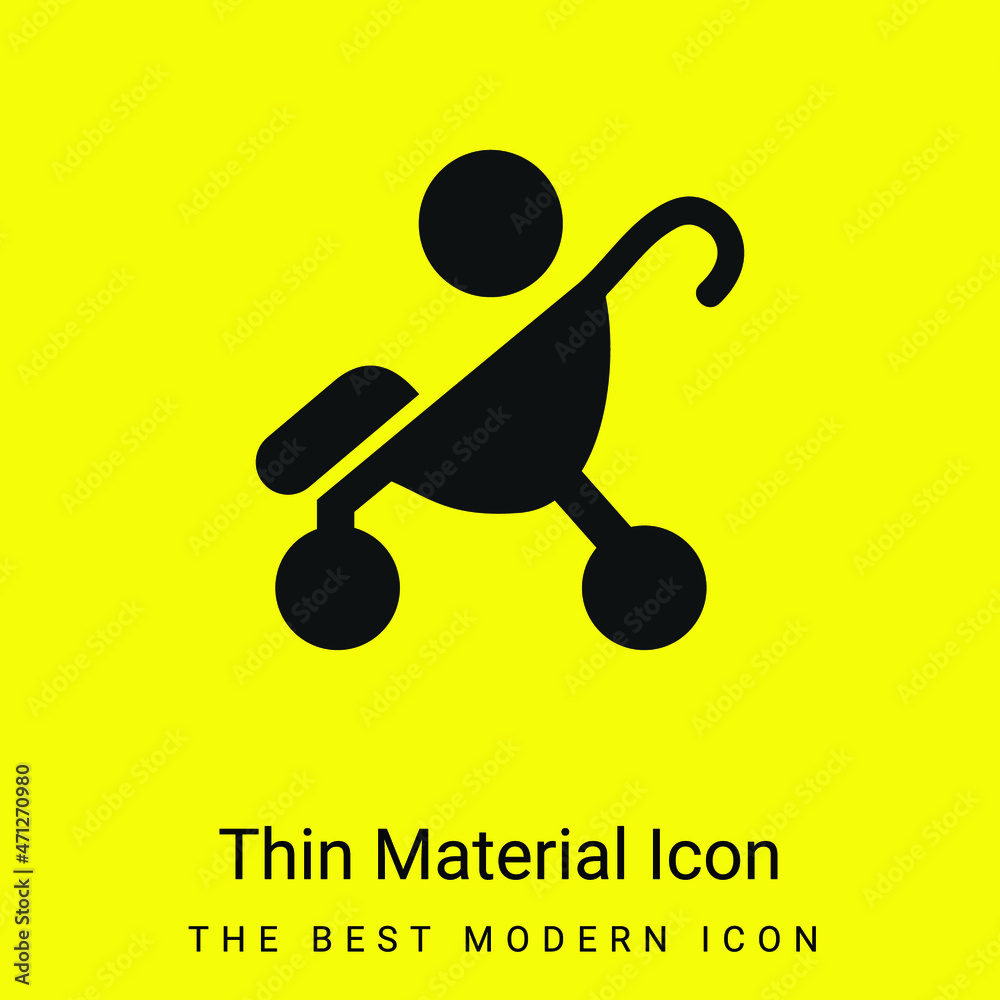 Baby On Stroller Side View Silhouette minimal bright yellow material icon Baby On Stroller Side View Silhouette minimal bright yellow material icon