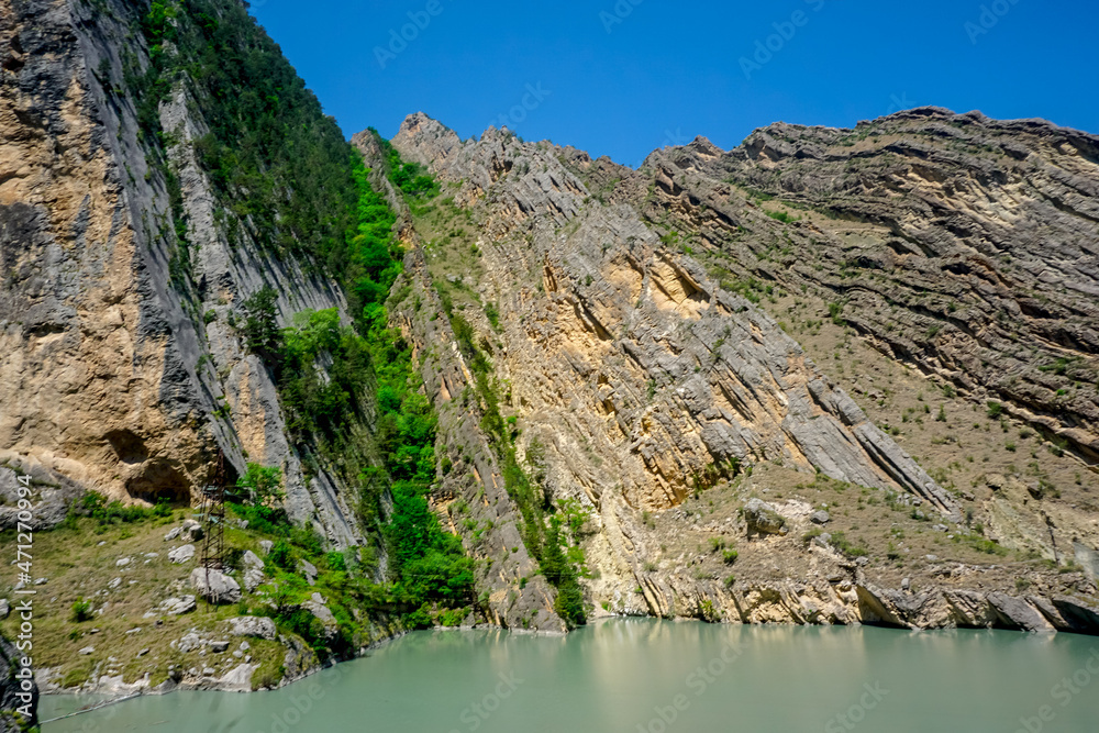 Gunib reservoir and sheer cliffs in Dagestan Gunib reservoir and sheer cliffs in Dagestan