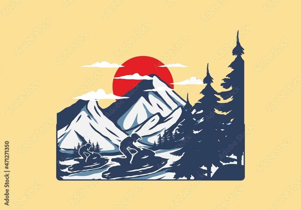 Snow jet ski illustration graphic Snow jet ski illustration graphic