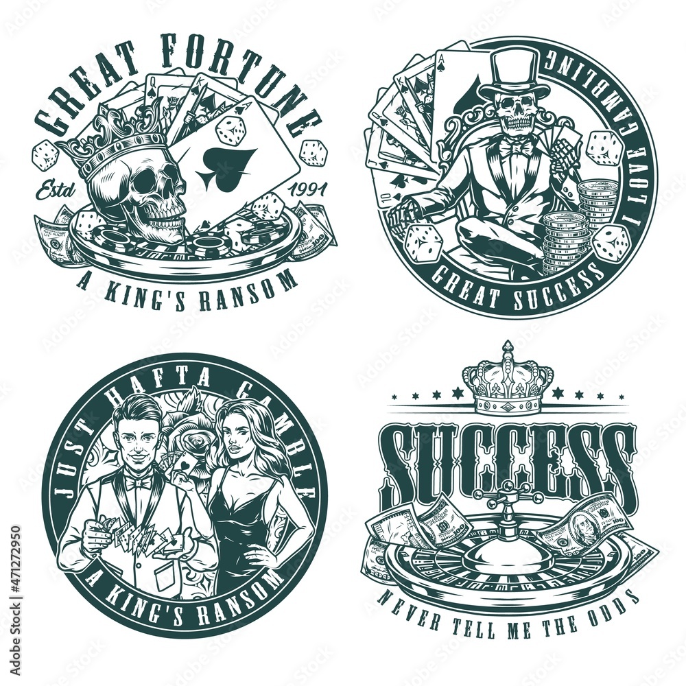 Fototapeta premium Casino monochrome logos