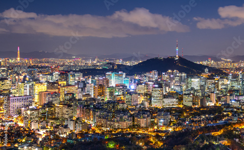 Obraz na płótnie Seoul city at night South Korea. w salonie