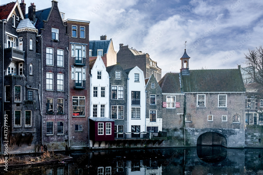 Naklejka premium Aelbrechtskolk Delfshaven, Rotterdam, Zuid-Holland province, The Netherlands