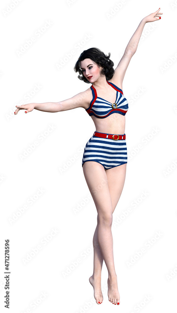 3D Rendering Pinup Girl on White 3D Rendering Pinup Girl on White