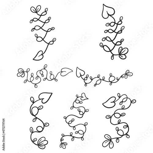 Collection of floral arrow line designs to use as dividers or pointing 