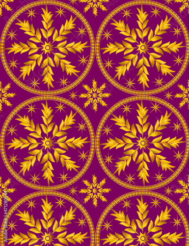  pattern of set golden tree branches on dark pink color