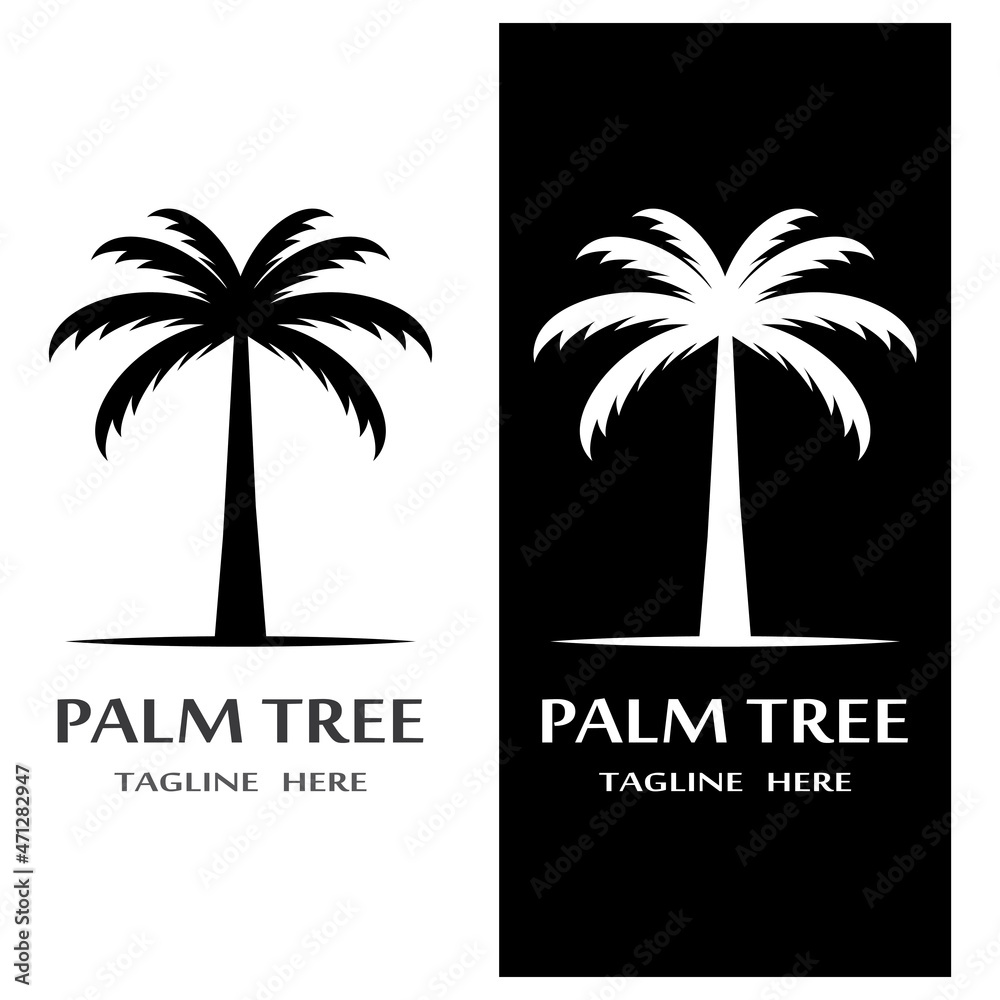 Obraz premium Palm tree summer logo template