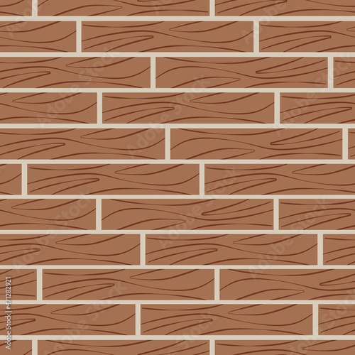 Wooden wall seamless pattern. Brown lined tiles, background. Template for substrate, wallpaper, packaging, vector illustration.