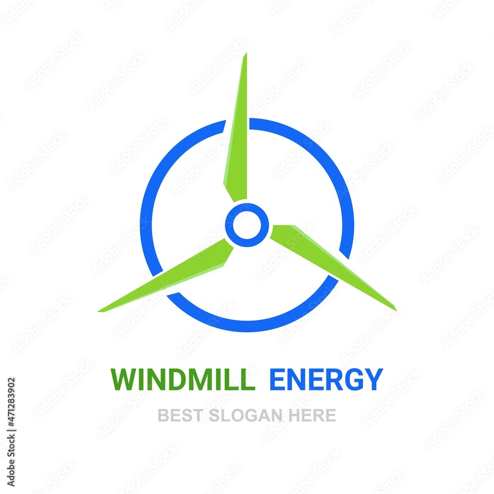 Energy logo with wind-driven generator Energy logo with wind-driven generator