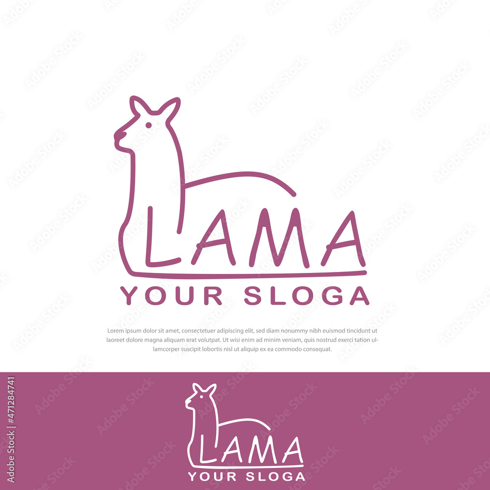 Lama stylized line logo vector illustration Lama stylized line logo vector illustration