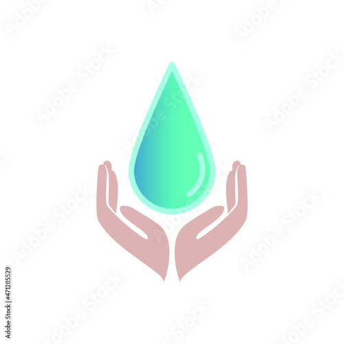 Save the Water World Water Day Concept Two Hands Holding a Water Drop Isolated Vector