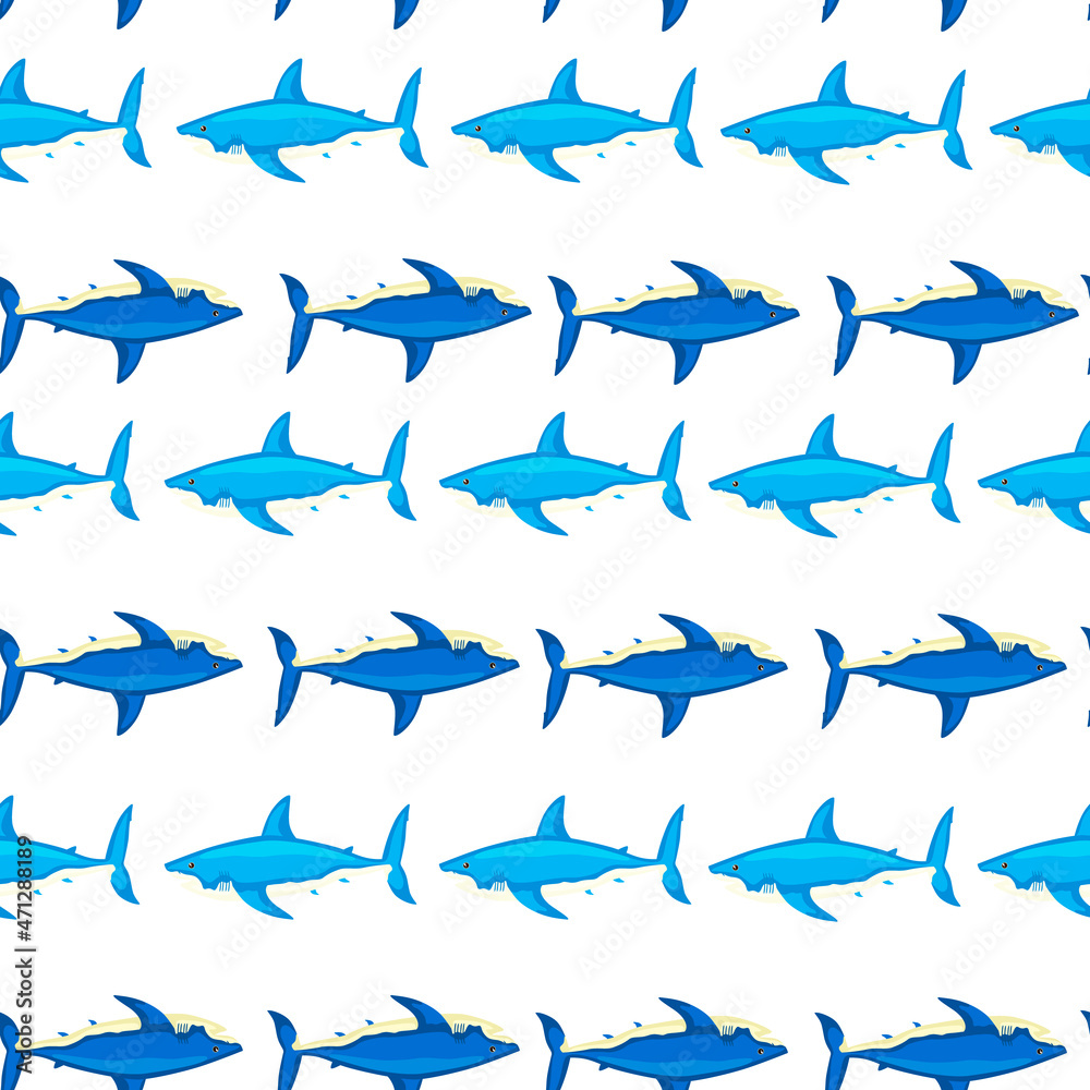 Seamless pattern shark on isolated white background. Texture of marine fish for any purpose. Seamless pattern shark on isolated white background. Texture of marine fish for any purpose.