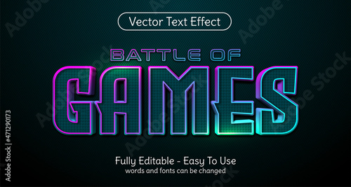 Three dimension text Games online, editable style effect template