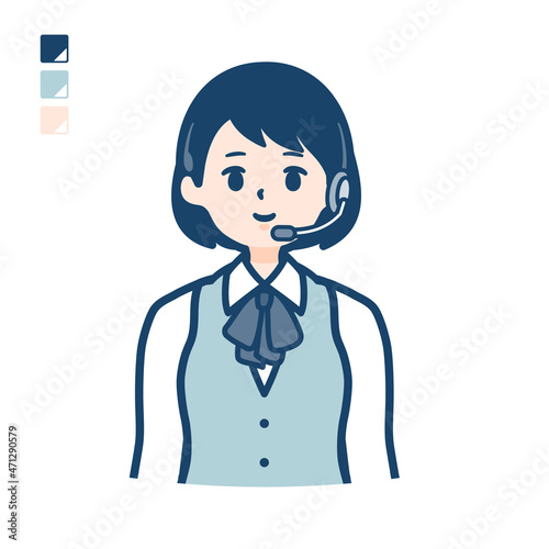 インカムをつけたビジネス女性のバストアップカット