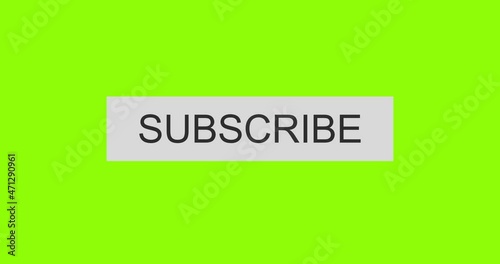 Computer mouse clicking the subscribe button isolated on chroma key background. Animation of subscribing process. Social media icon. 4k video animated.