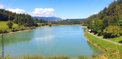 Lake and nature landscape in Tavona  northern Italy. Panorama.