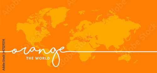 Orange the world. International day for the elimination of violence against women ans girls. Cartoon line drawing hands of stop hand gesture. Hand palm icon or symbol. Vector logo.
