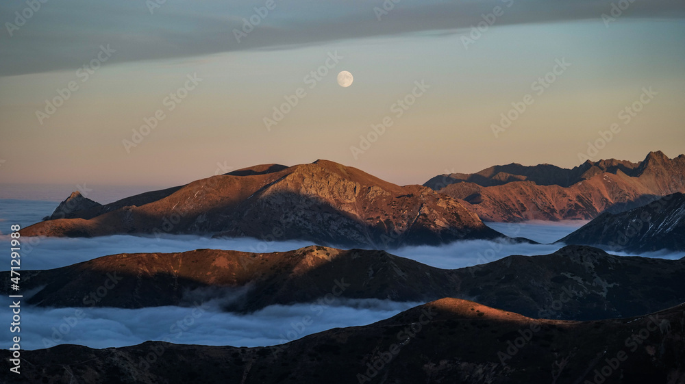 Moon and the mountains