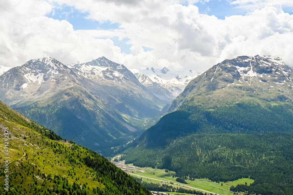 Pontresina, St. Moritz, Muottas Muragl, Val Roseg, Val Bernina, Piz Bernina, Alpen, Engadin, Oberengadin, Rosatschgruppe, Graubünden, Sommer, Schweiz