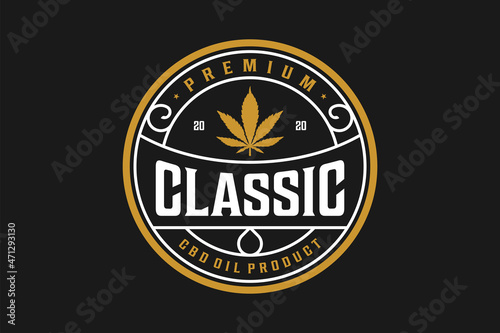Elegant Vintage Retro Badge Label Emblem Logo design inspiration CBD oil