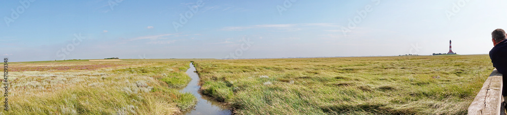 Fotograf an der Nordseeküste - Westerhever Leuchturm Friesland Panorama