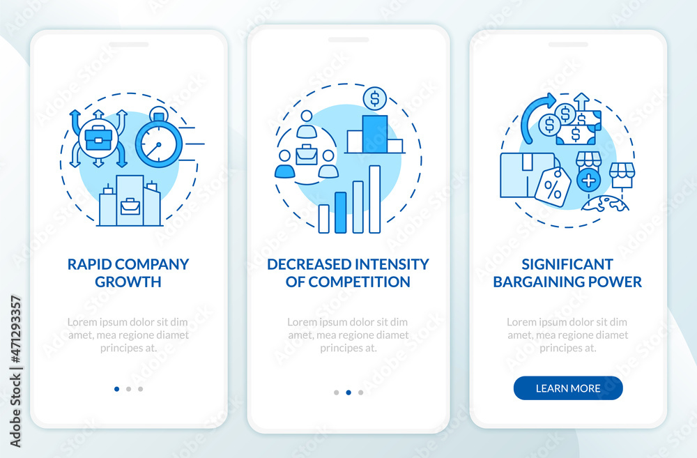 External growth advantages blue onboarding mobile app page screen ...