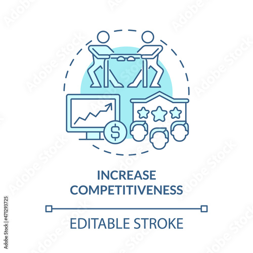 Increase competitiveness blue concept icon. Importance of expansion abstract idea thin line illustration. Be winner among other companies. Vector isolated outline color drawing. Editable stroke