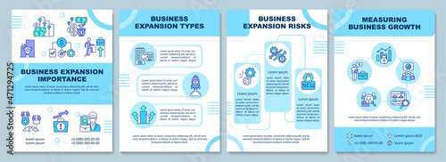Expand business brochure template. Company development. Flyer, booklet, leaflet print, cover design with linear icons. Vector layouts for presentation, annual reports, advertisement pages
