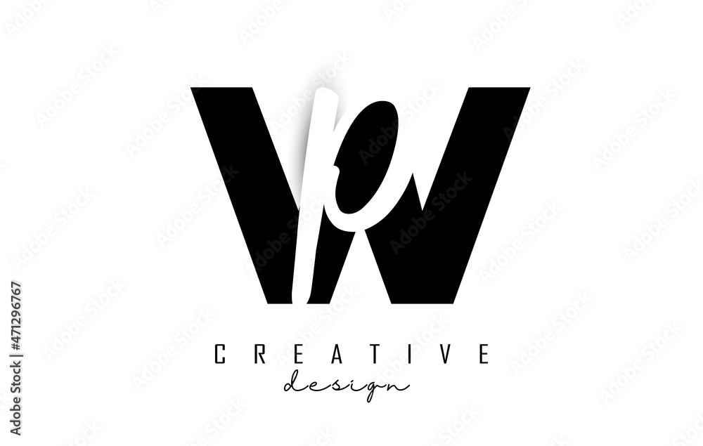 Letters WP logo with a minimalist design. Letters W and P with ...