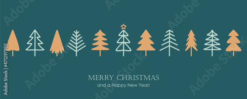 green christmas greeting card with abstract fir tree decoration