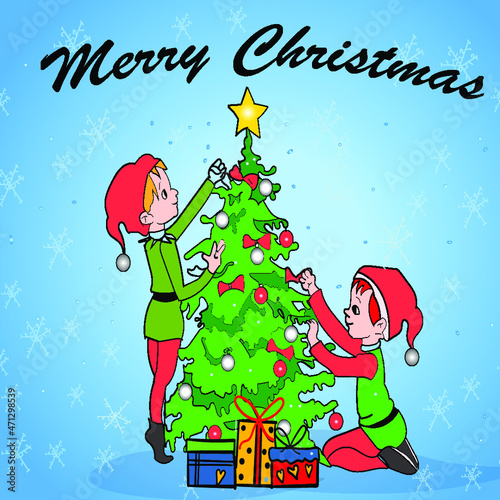 Doodle christmas background, wallpaper, card 